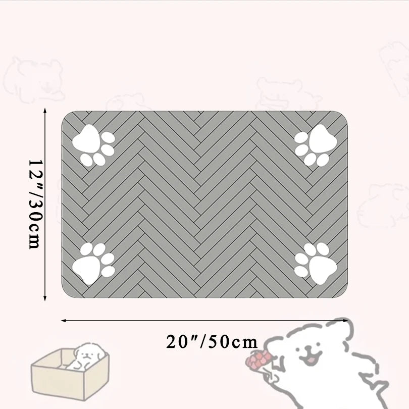 Pet Feeding Placemat for Food and Water Bowl, with Waterproof Rubber Backing, Quick Dry Water Mat for Dog Cat