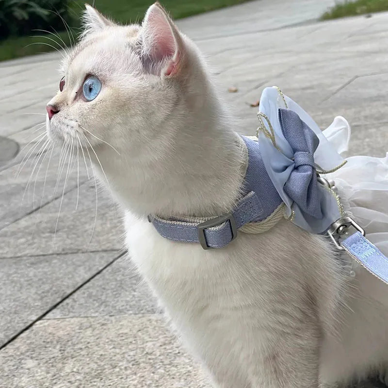 Small Cute Bow-knot Pet Harness Leash Pet Princess Nylon Kittten *Free Shipping