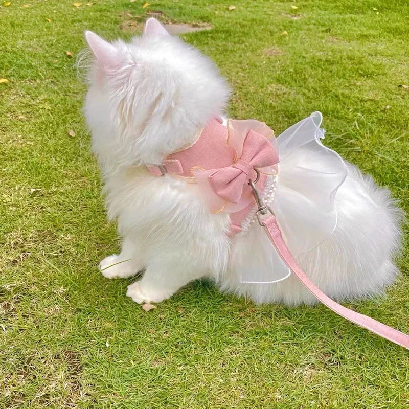 Small Cute Bow-knot Pet Harness Leash Pet Princess Nylon Kittten *Free Shipping