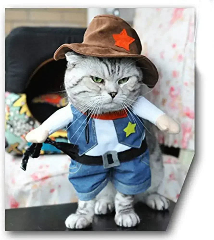 Funny Pet Halloween Costume Cowboy Clothes