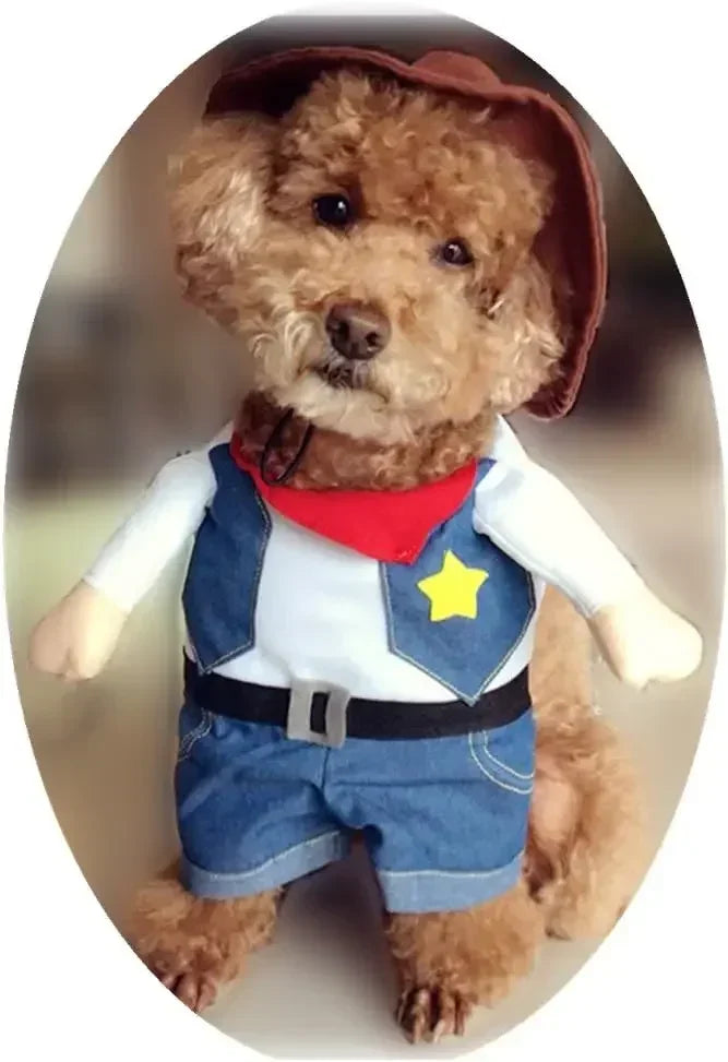 Funny Pet Halloween Costume Cowboy Clothes