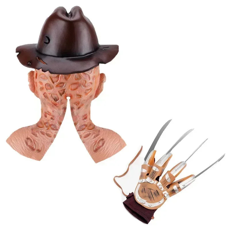 Freddy Cosplay Adult Sweater Red Striped Knitting Top Coat Hat Mask Costume *Free Shipping