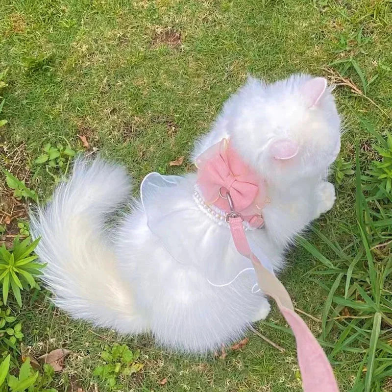 Small Cute Bow-knot Pet Harness Leash Pet Princess Nylon Kittten *Free Shipping