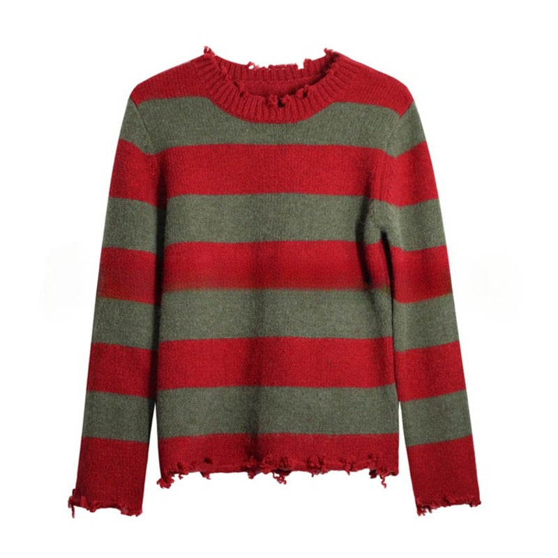 Freddy Cosplay Adult Sweater Red Striped Knitting Top Coat Hat Mask Costume *Free Shipping