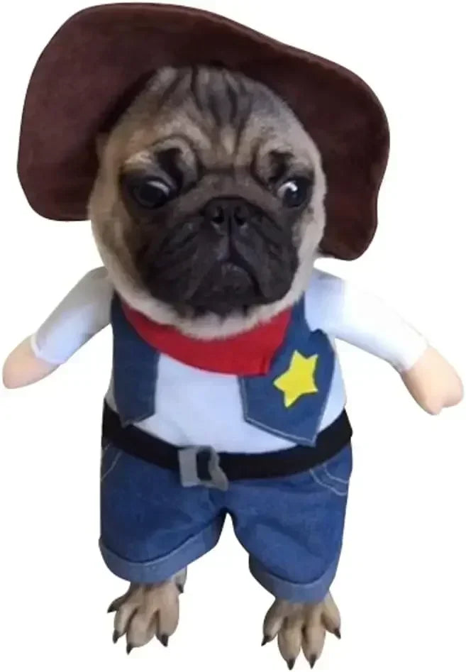 Funny Pet Halloween Costume Cowboy Clothes
