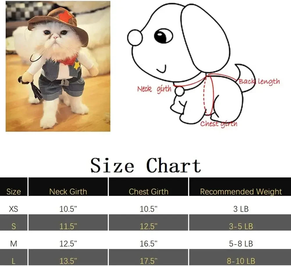 Funny Pet Halloween Costume Cowboy Clothes