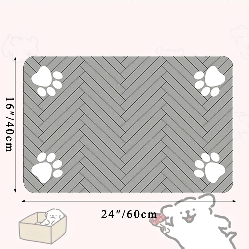 Pet Feeding Placemat for Food and Water Bowl, with Waterproof Rubber Backing, Quick Dry Water Mat for Dog Cat
