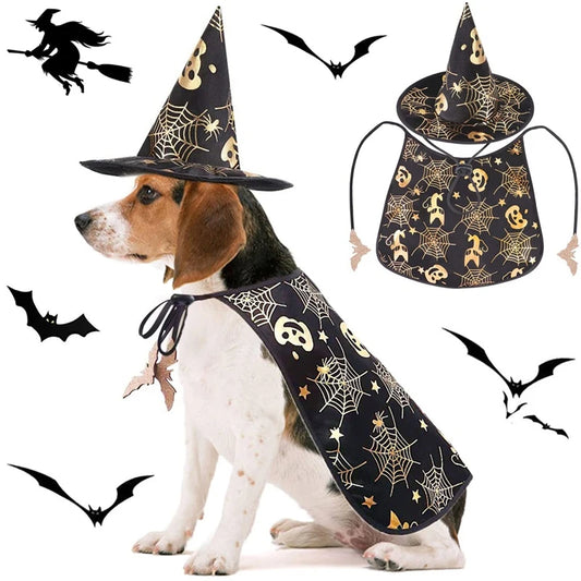 Halloween  Pet  Cape And Hat Outfit Cosplay Clothes Apparel *Free Shipping