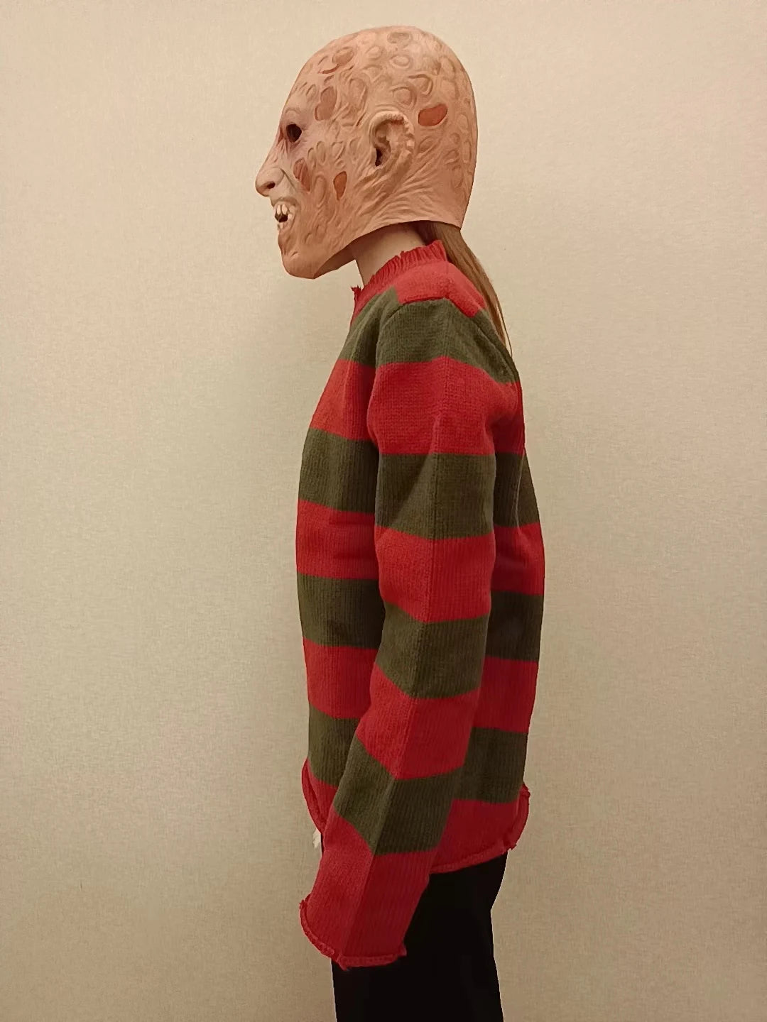 Freddy Cosplay Adult Sweater Red Striped Knitting Top Coat Hat Mask Costume *Free Shipping