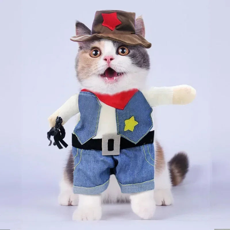 Funny Pet Halloween Costume Cowboy Clothes