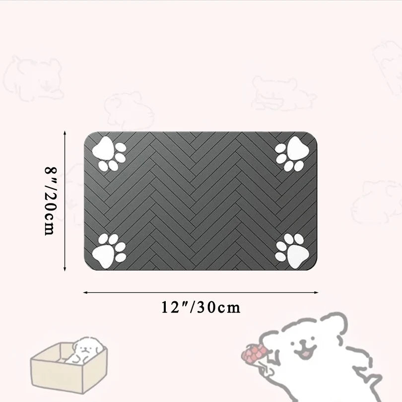 Pet Feeding Placemat for Food and Water Bowl, with Waterproof Rubber Backing, Quick Dry Water Mat for Dog Cat