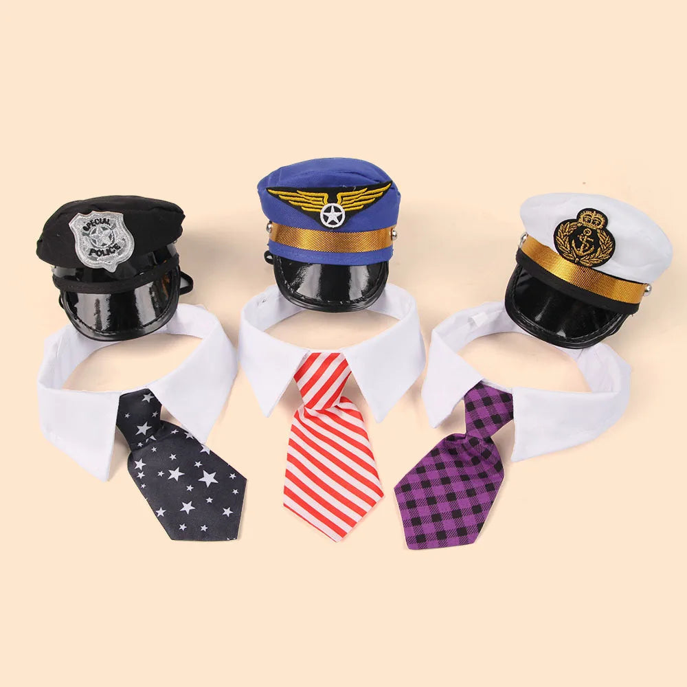 Pet captain / police officer costume set for cats and dogs,