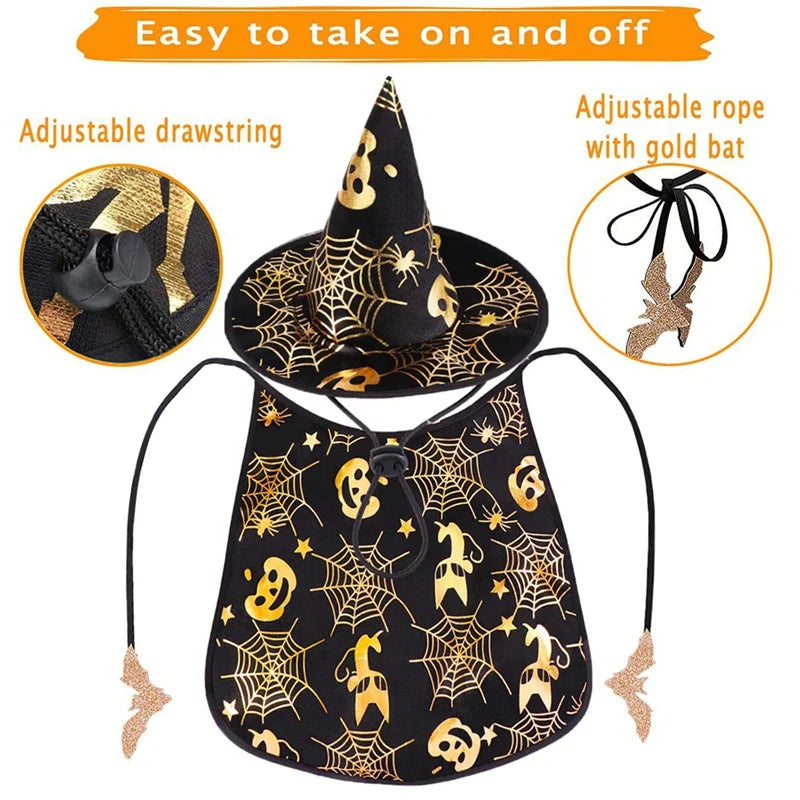 Halloween  Pet  Cape And Hat Outfit Cosplay Clothes Apparel *Free Shipping