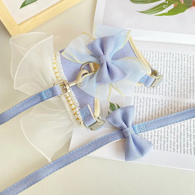 Small Cute Bow-knot Pet Harness Leash Pet Princess Nylon Kittten *Free Shipping