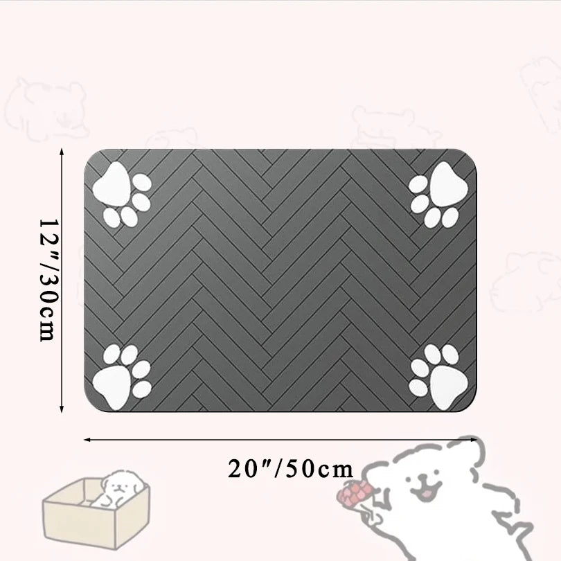 Pet Feeding Placemat for Food and Water Bowl, with Waterproof Rubber Backing, Quick Dry Water Mat for Dog Cat