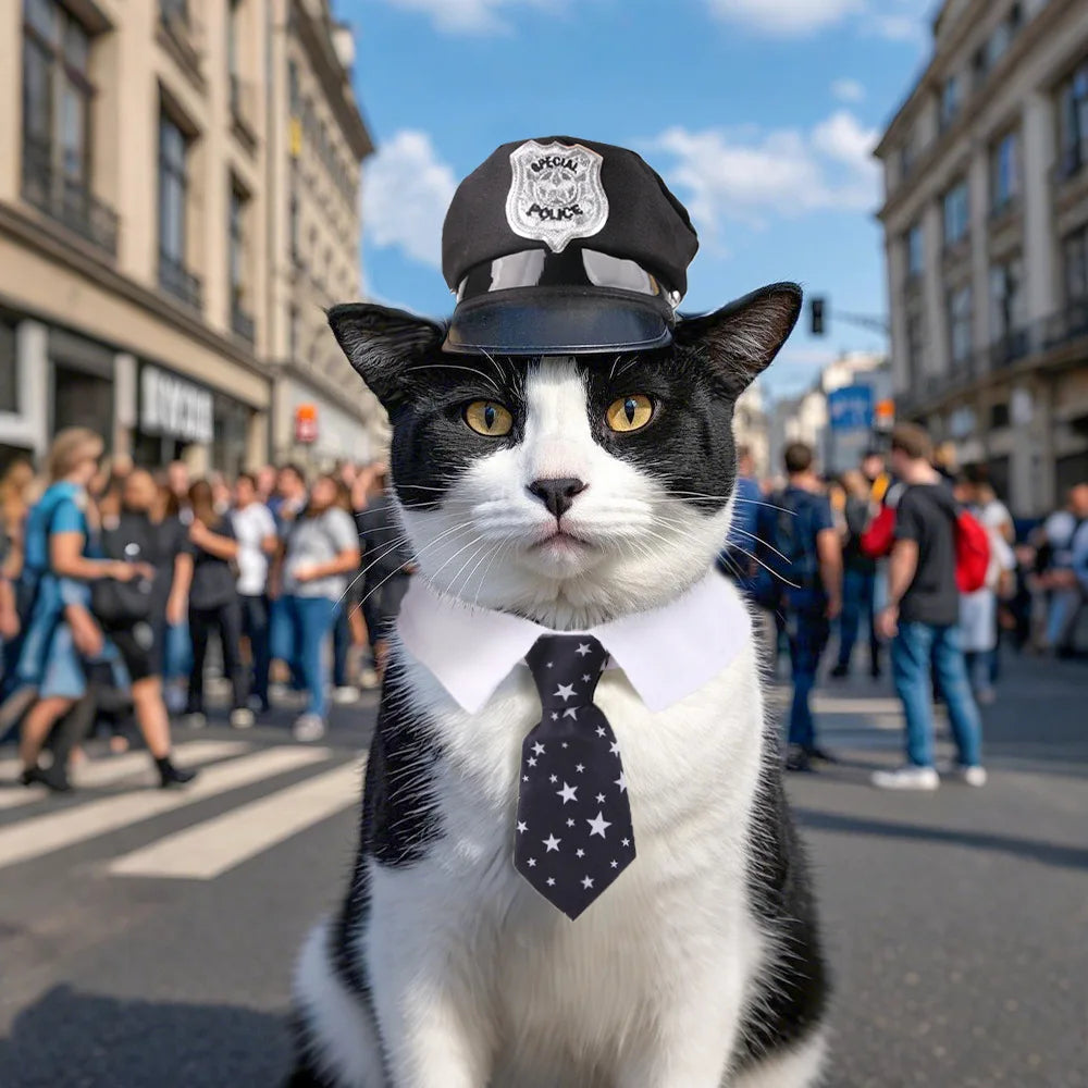 Pet captain / police officer costume set for cats and dogs,