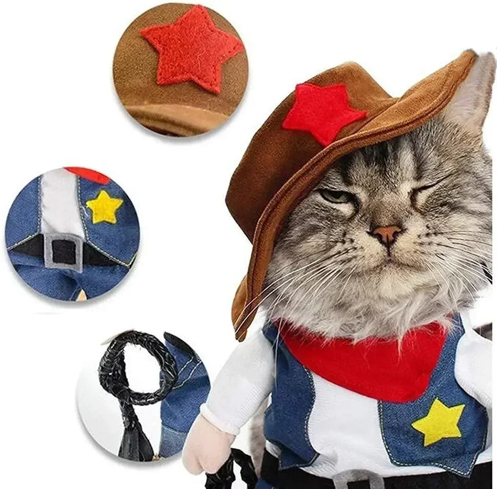 Funny Pet Halloween Costume Cowboy Clothes