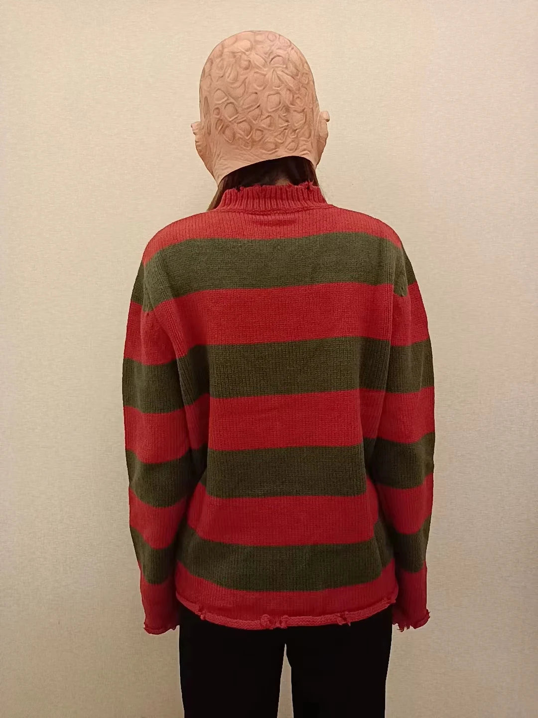 Freddy Cosplay Adult Sweater Red Striped Knitting Top Coat Hat Mask Costume *Free Shipping