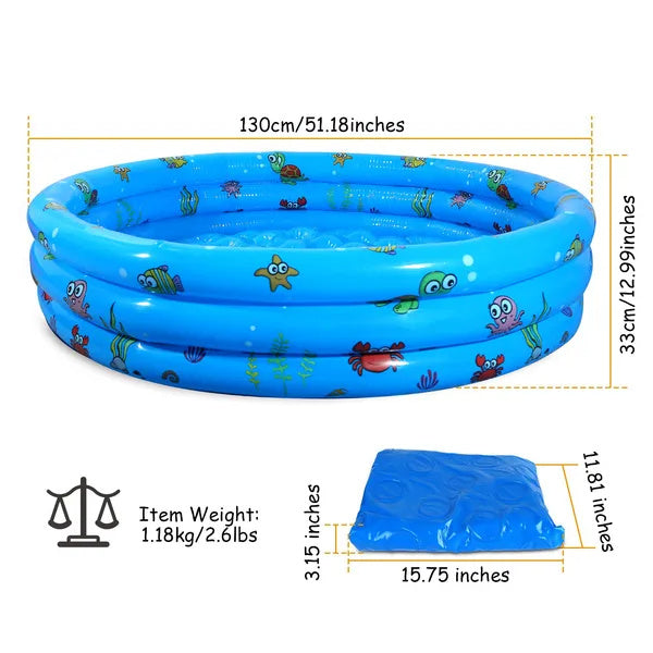 51x13In Inflatable Swimming Pool Blow Up Foldable Swim Ball Pool For Small Kids&/Or Pets