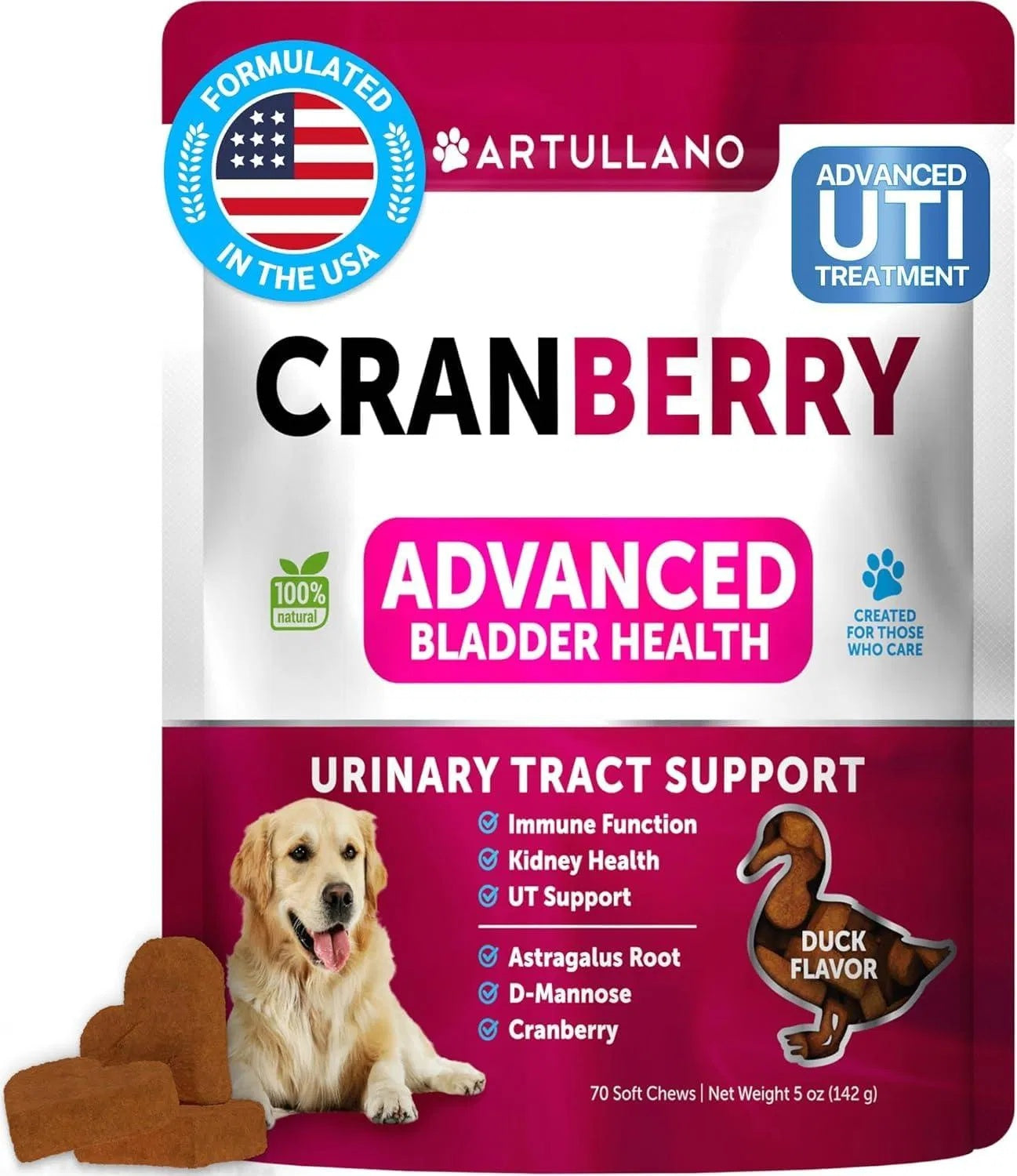 Dog UTI Treatment Cranberry Supplement Bladder Control Urinary Tract Infection Medicine Treats 70 Soft Chews