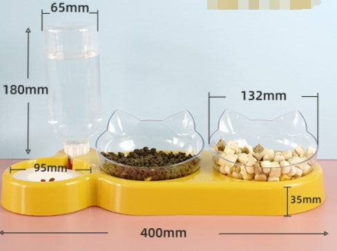 Dog Bowl Three Bowl Neck Guard Pet Feeder Automatic