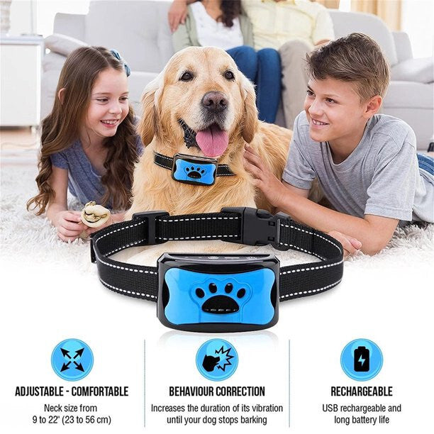 Anti Bark Collar Stop Dog Barking Sound Vibration S-M-L Adjustable Rechargeable