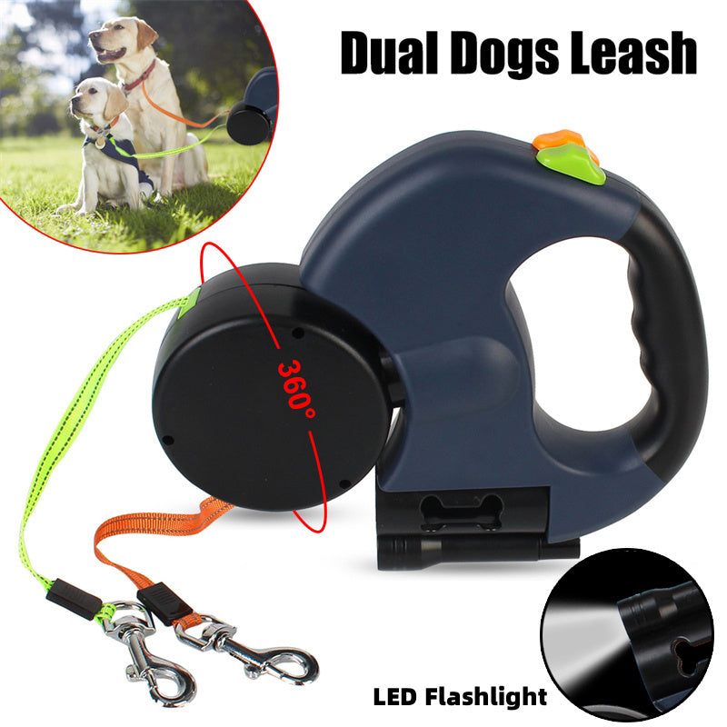 Retractable Small Pet Leash Lead 360 Swivel No Double Walking Leash With Lights *Free Shipping