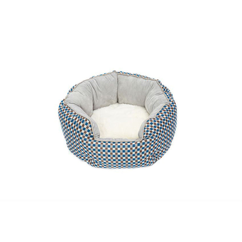 Dog/Cat Bed Soft Wool Point Design With Removable Mats Octagonal Shape Kennel Sofa