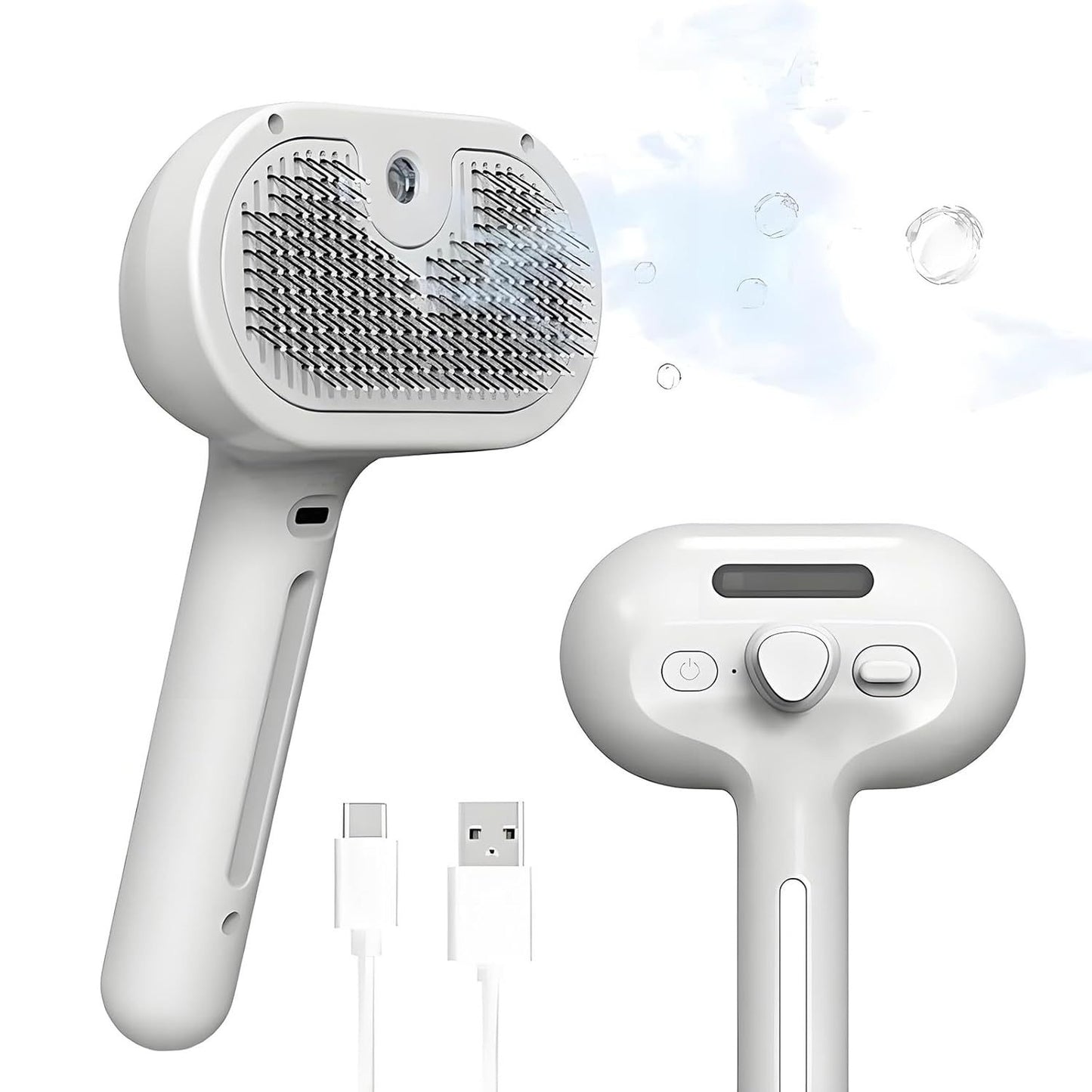 2025 New Chevaroo 3-in-1 Self-Cleaning Steam Pet Brush For Shedding, Silicone Bristle Head 360 Rotating