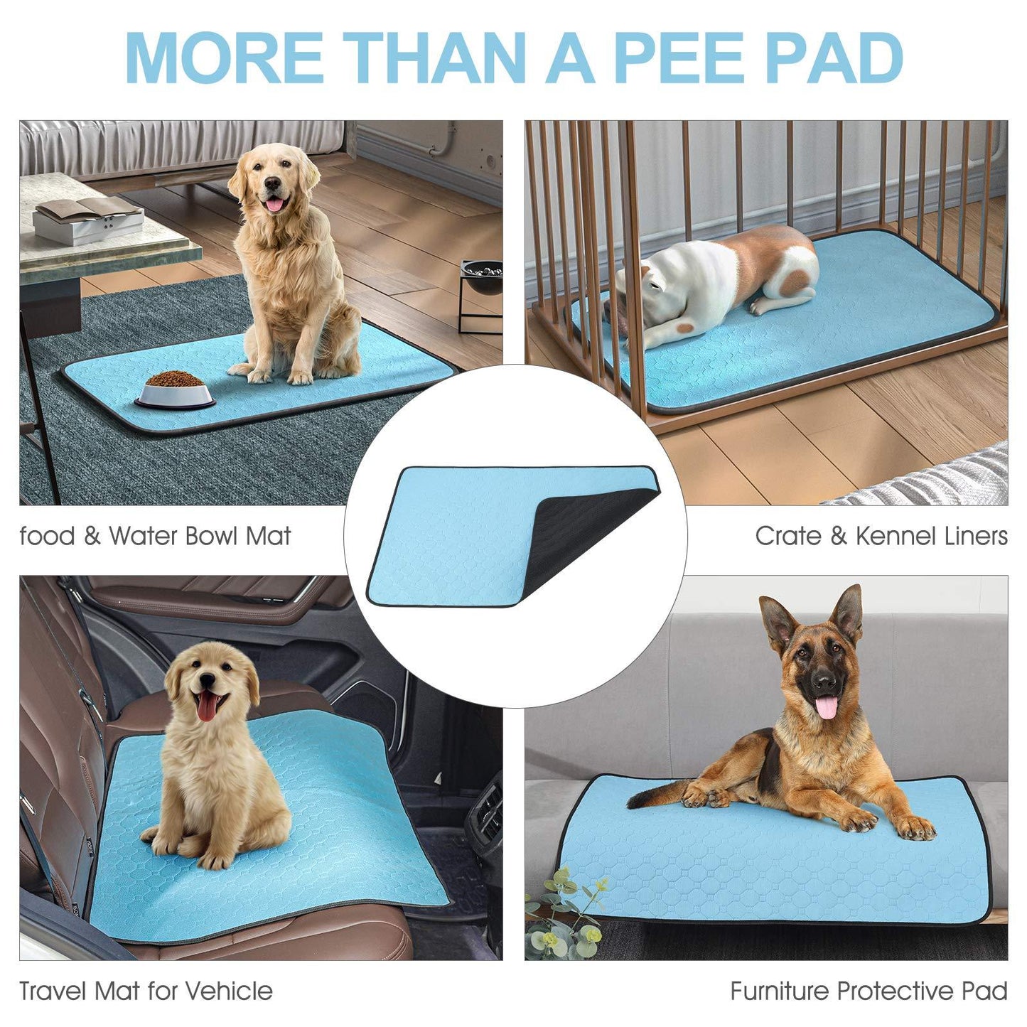 Washable Dog Urine Pad, Waterproof Toilet Training Mat, 89.5 X 59.2 Cm - 34.5 In X 23 In, Non-Slip Diaper For Puppies And Cats, 2 Packs