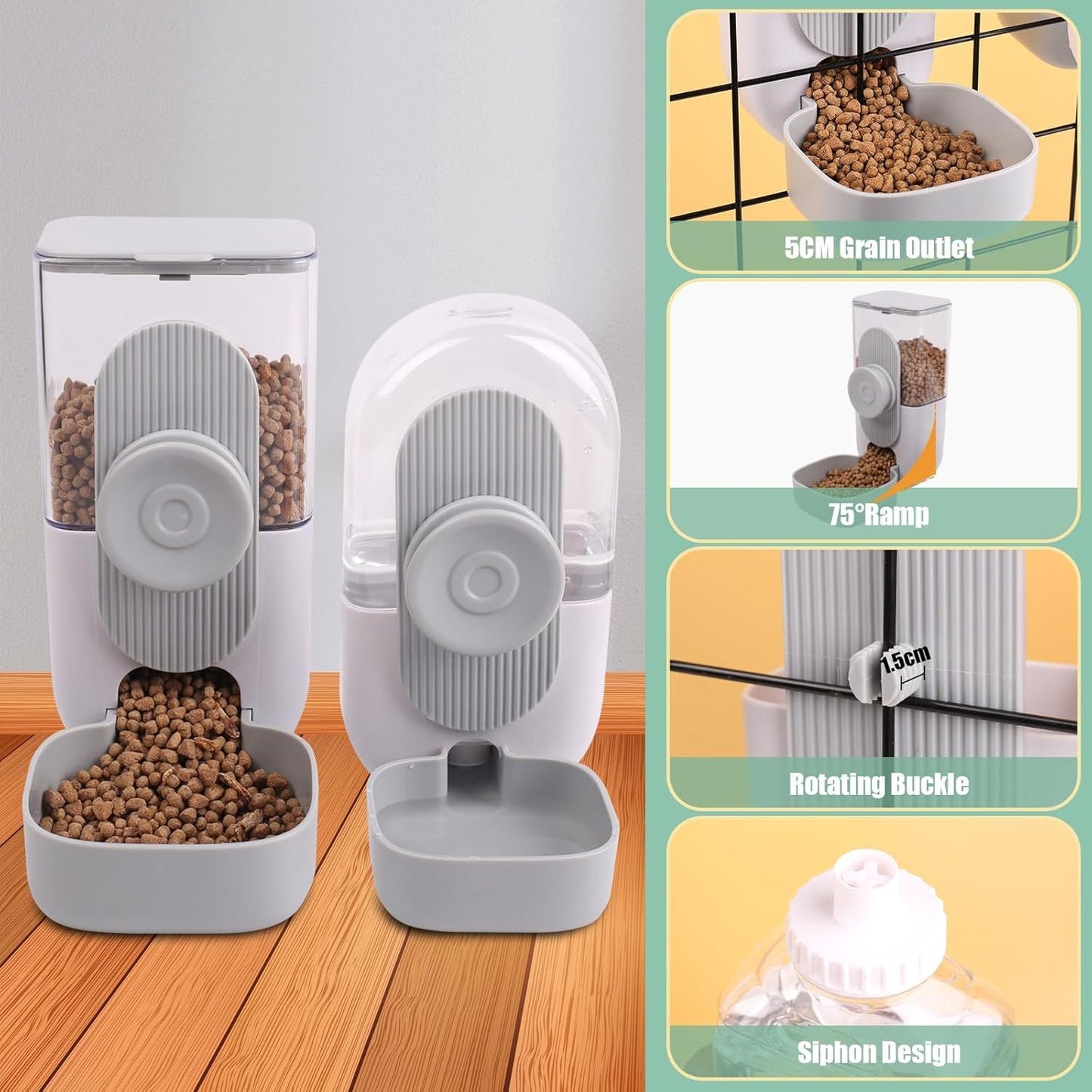 Hanging Automatic Pet Food And Water Dispenser Auto Gravity For Cage Hanging