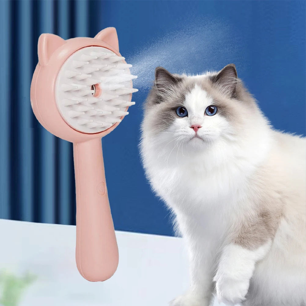 Pet Cleaning Brush With Mist Multifunctional Cat Grooming Brush Rechargeable