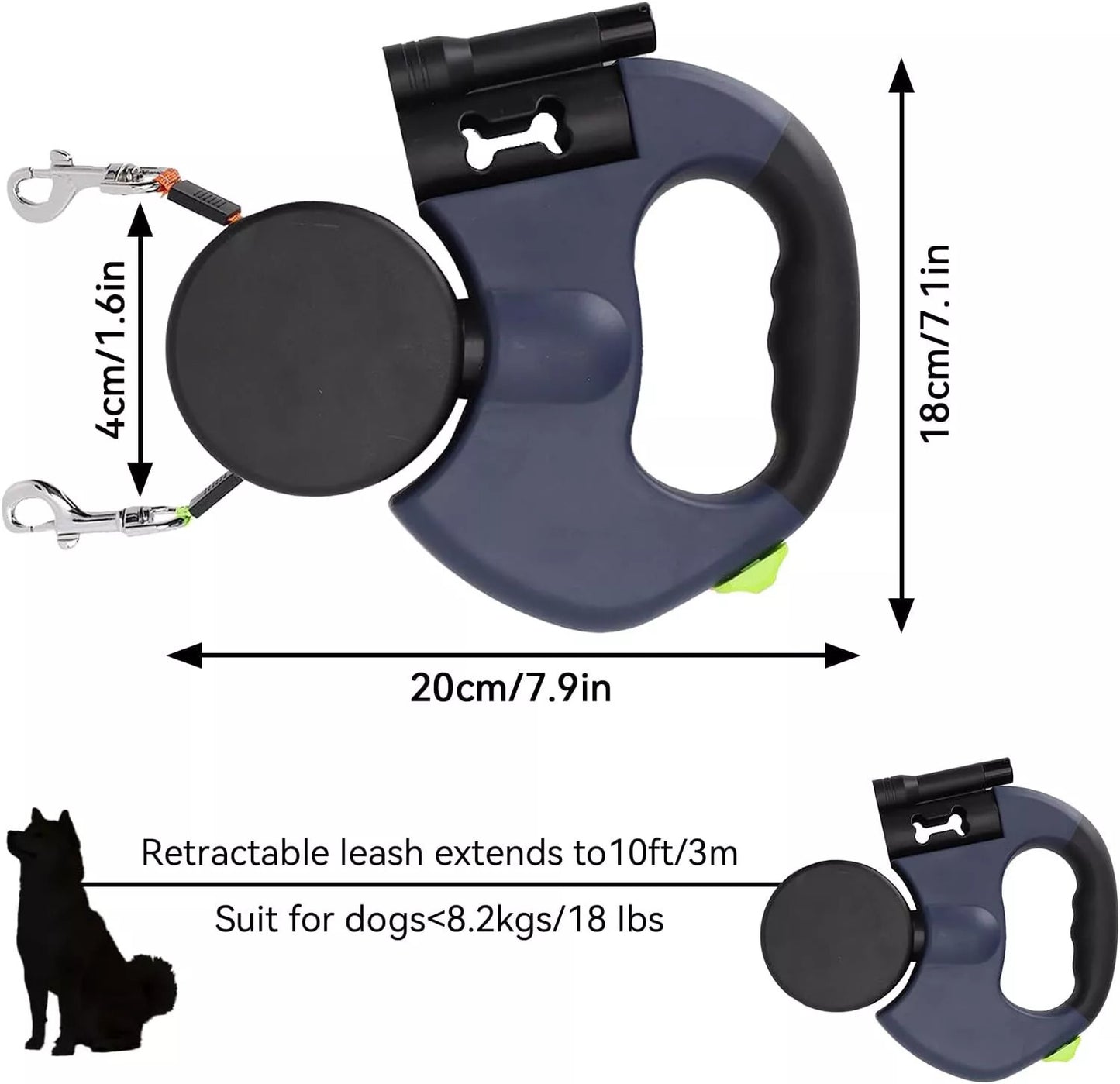 Retractable Lead Leash Double  Dual Doggie 2 Dog 50 Pounds For Pet