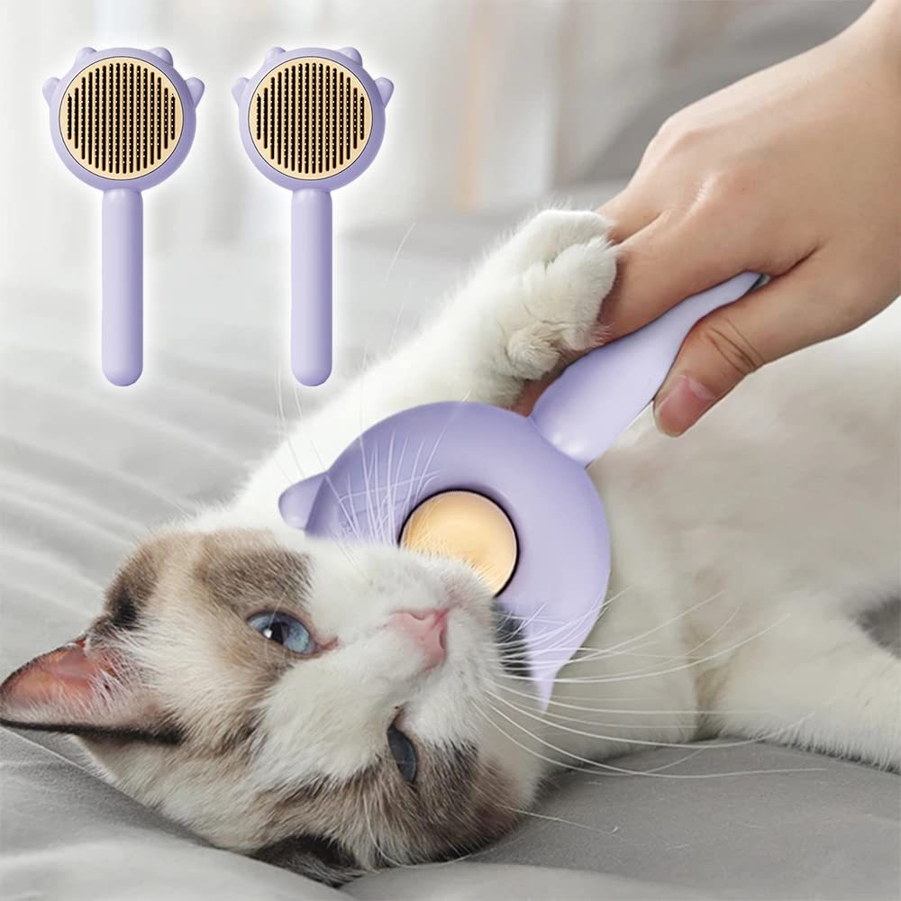 Pet Hair Cleaner Grooming Brush With Release Button Pet Hair Cleaner Massage Brush