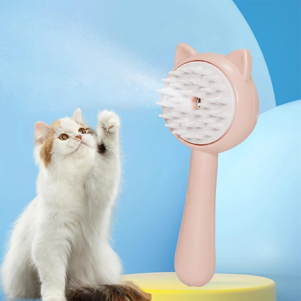 Pet Cleaning Brush With Mist Multifunctional Cat Grooming Brush Rechargeable
