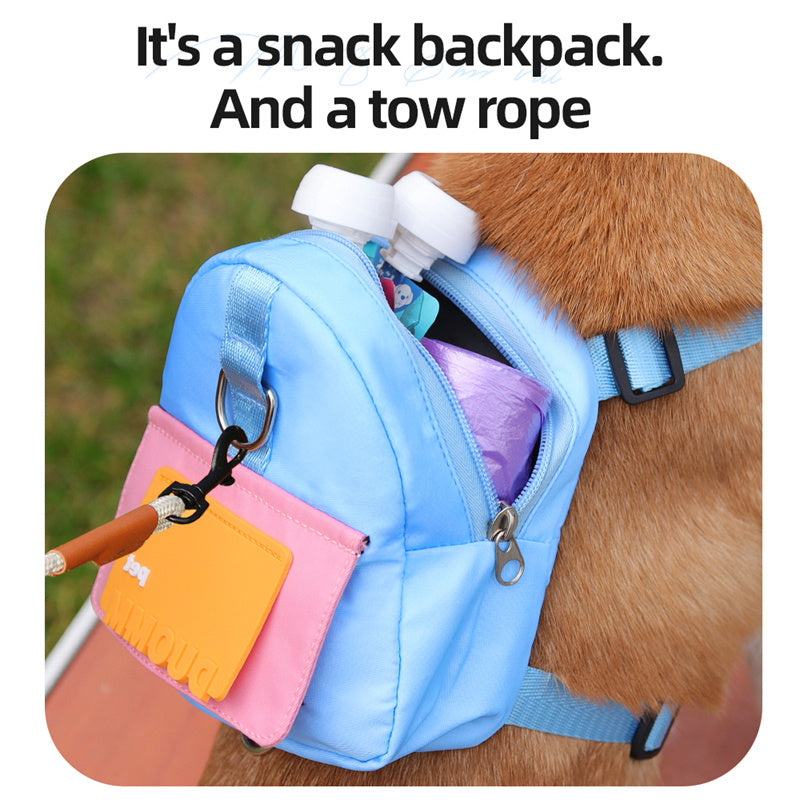 Pet Snack Storage Bag Multifunction Dogs Adjustable Harness Travel Hiking Walking Backpack