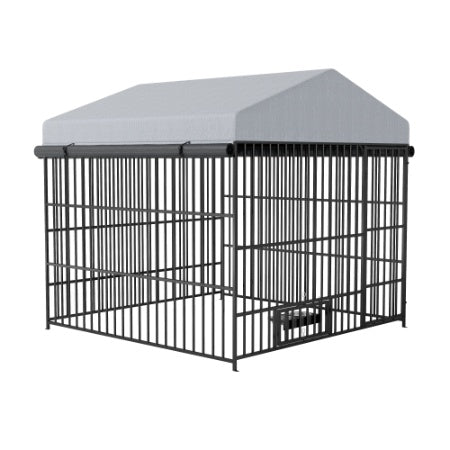 Large Dog Kennel Outdoor Pet Pens Dogs Run Enclosure Animal Hutch Metal Coop Fence With Roof Cover 6.6L X 6.6W X 6.4H