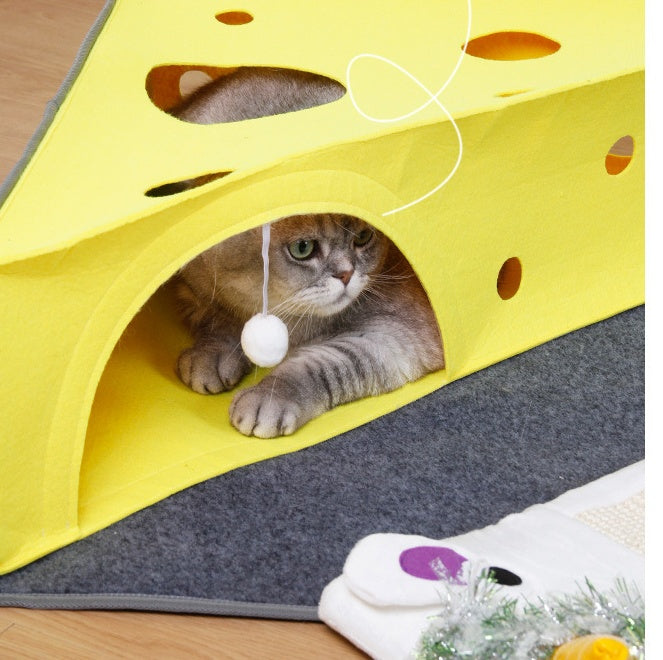 Cat Supplies Cheese Folding Tunnel Nest