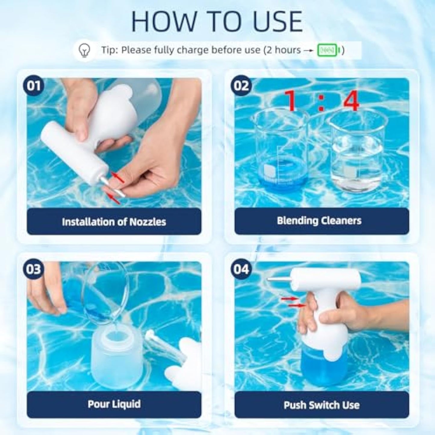 Electric Dog Cleaning Foam Soap Dispenser For Pet Bath Rechargable And USB Cable