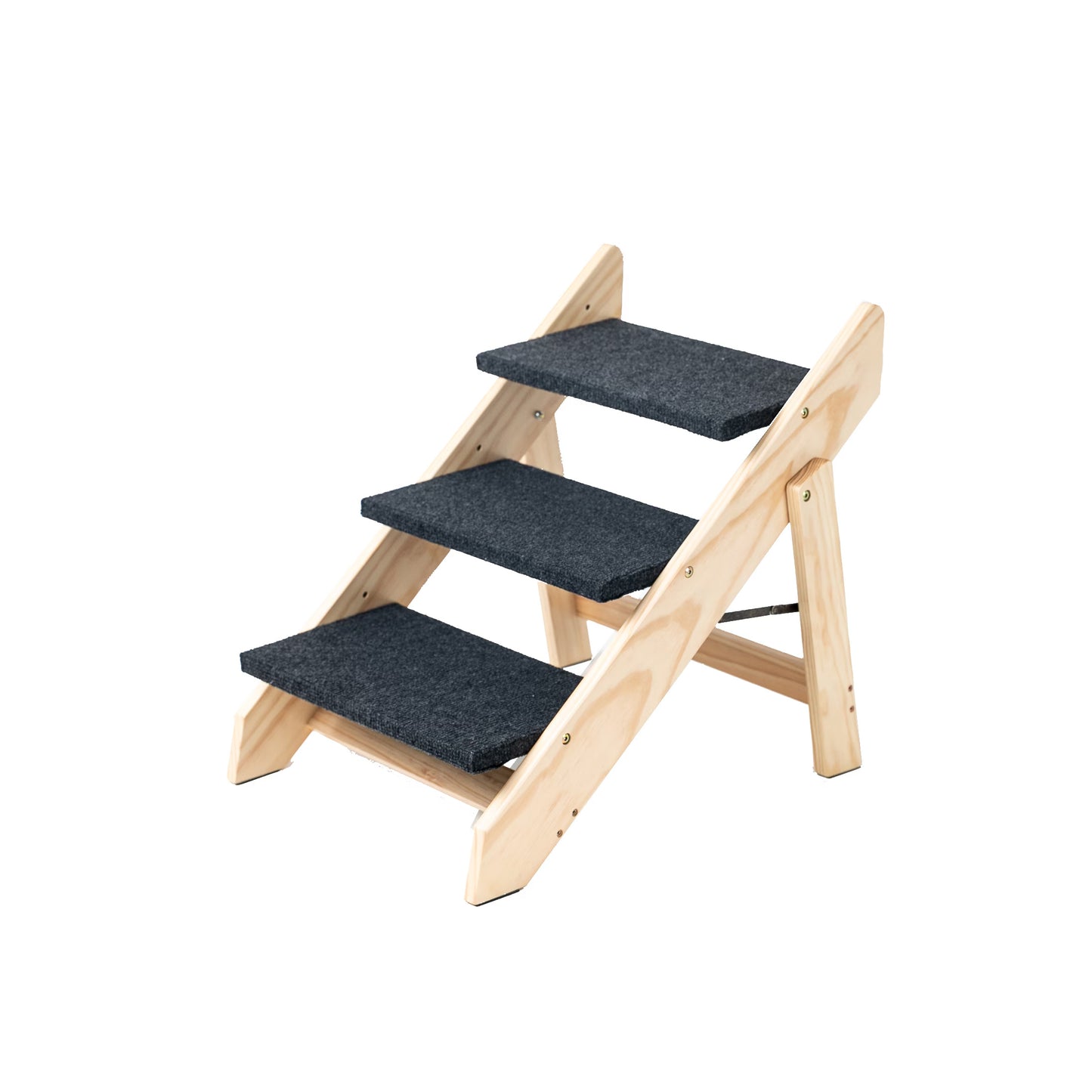 Wood Foldable 3 Levels Dog Stairs  Ramp Perfect For Beds And Cars Portable Dog Ladder Up To 110 Pounds