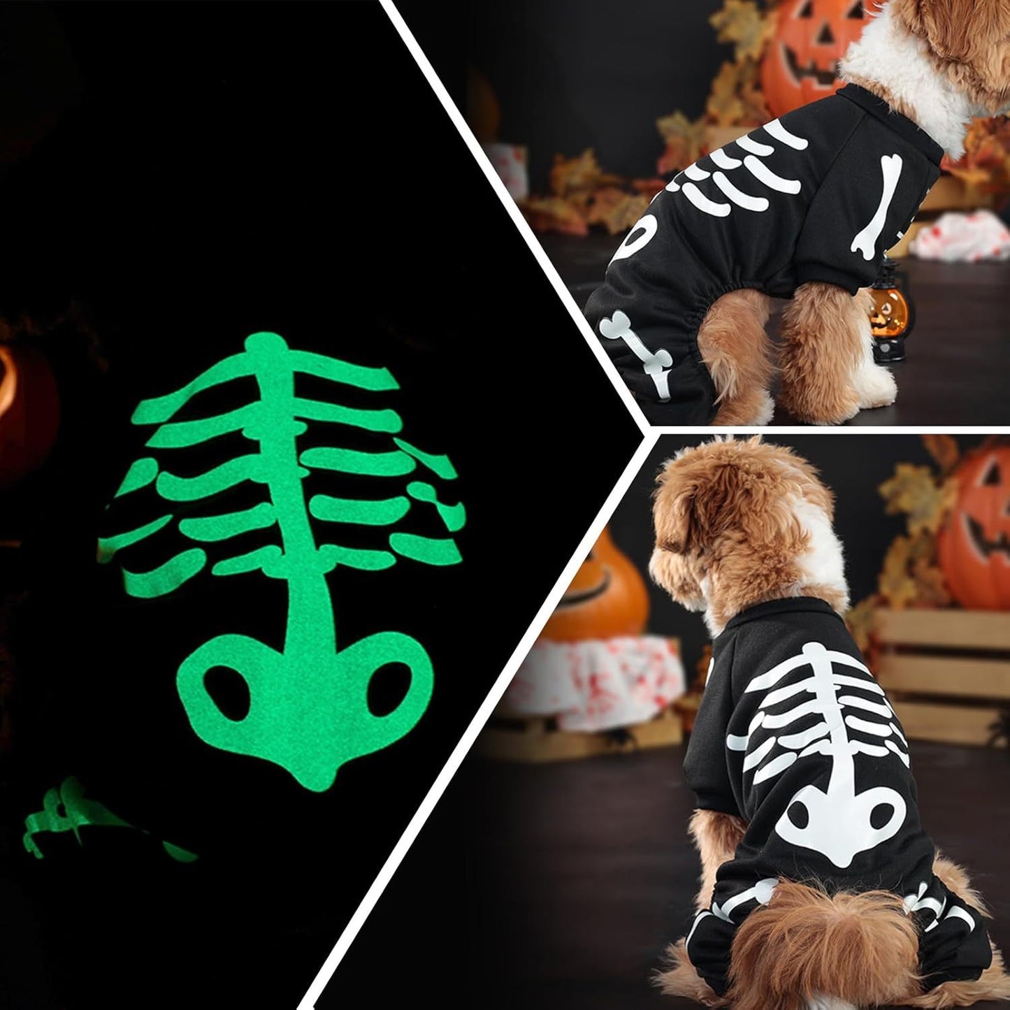 Dog Costumes For Small Dog Glow In The Dark Skeleton Pet Jumpsuit Skull Puppy Pajamas Breathable Stretchy