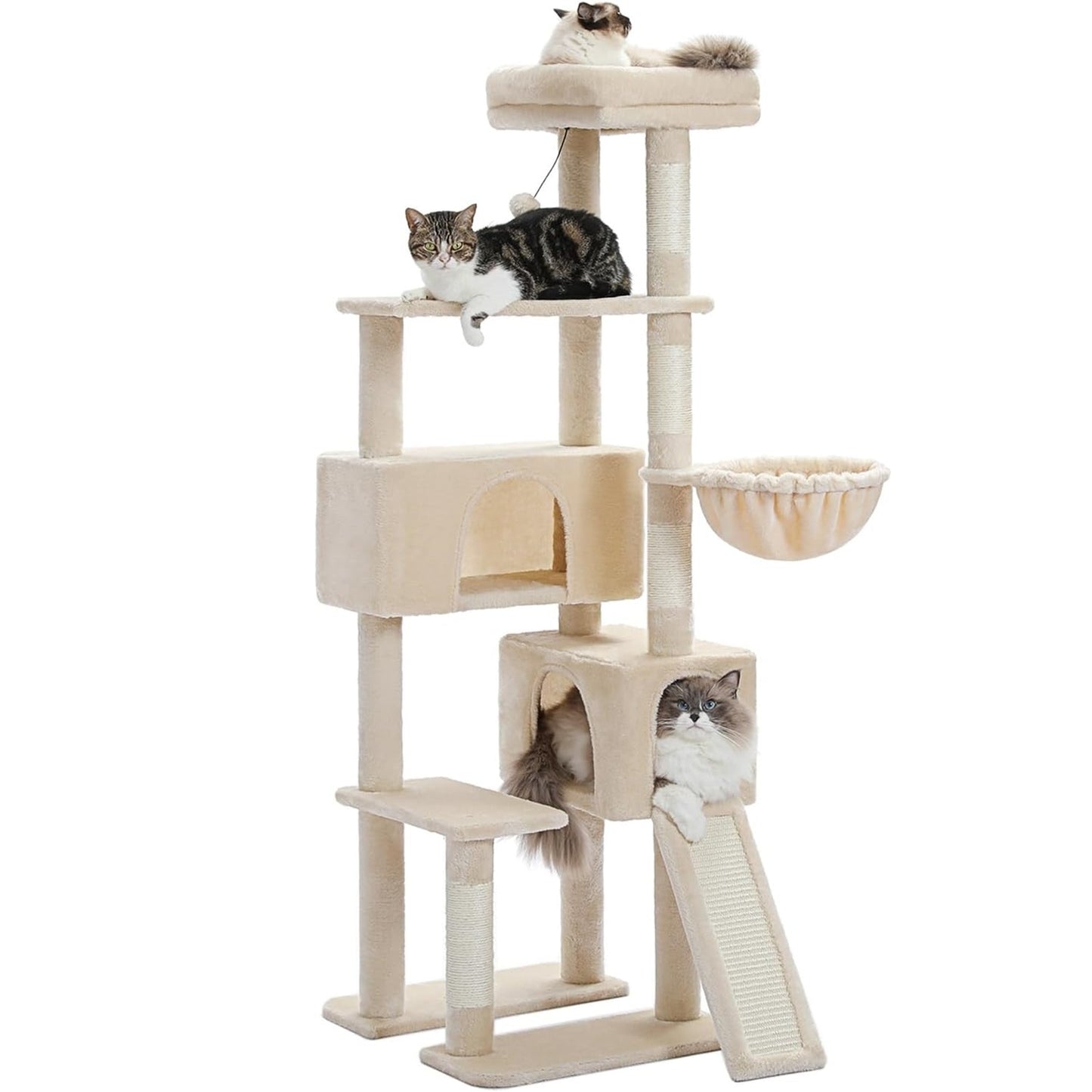 60.62 Inches Multi-Level Cat Tree Cat Tower For Indoor Cats With Sisal-Covered Scratching Post