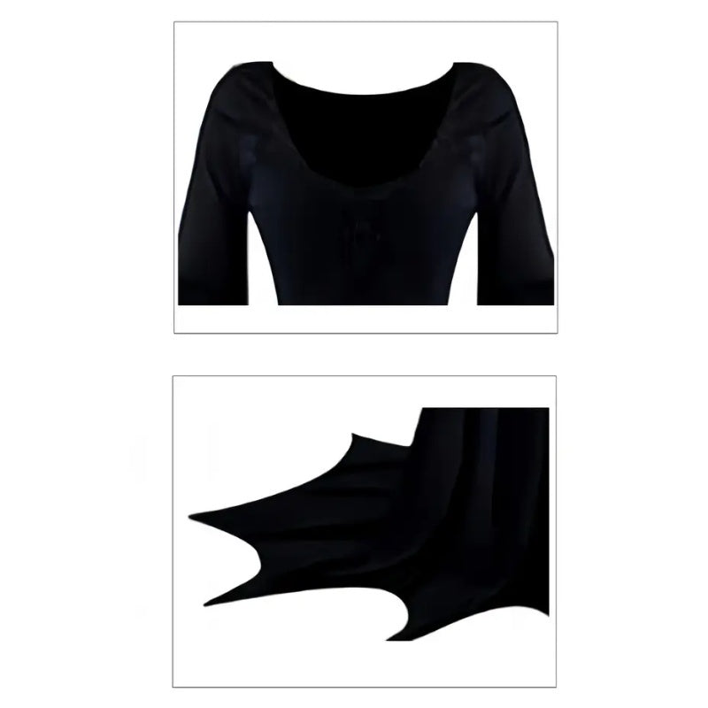 Black Costume Womens Gothic Witch Bat Sleeve Dress Halloween Cosplay Vintage Carnival Party Outfit