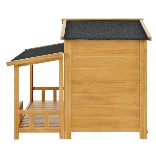 GO 47.2 Wooden Dog House, Outdoor & Indoor With Porch, Solid Wood, Medium