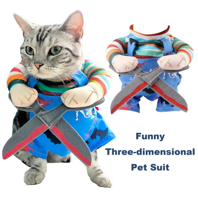 Pet Costume Cat Funny Outfit With Adjustable Straps Scissor-Shaped Suit Cosplay