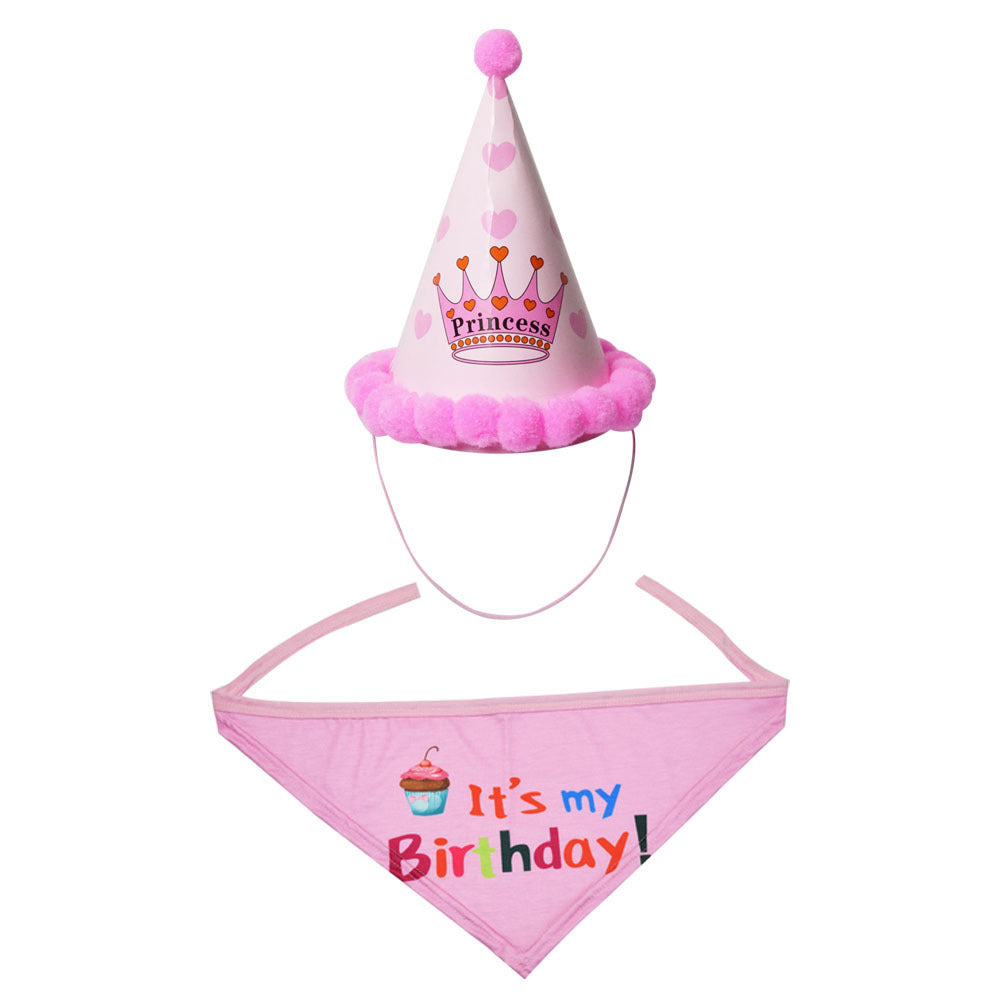 Creative Dog Birthday Hat Birthday Party Hat Printing Pet Triangular Scarf