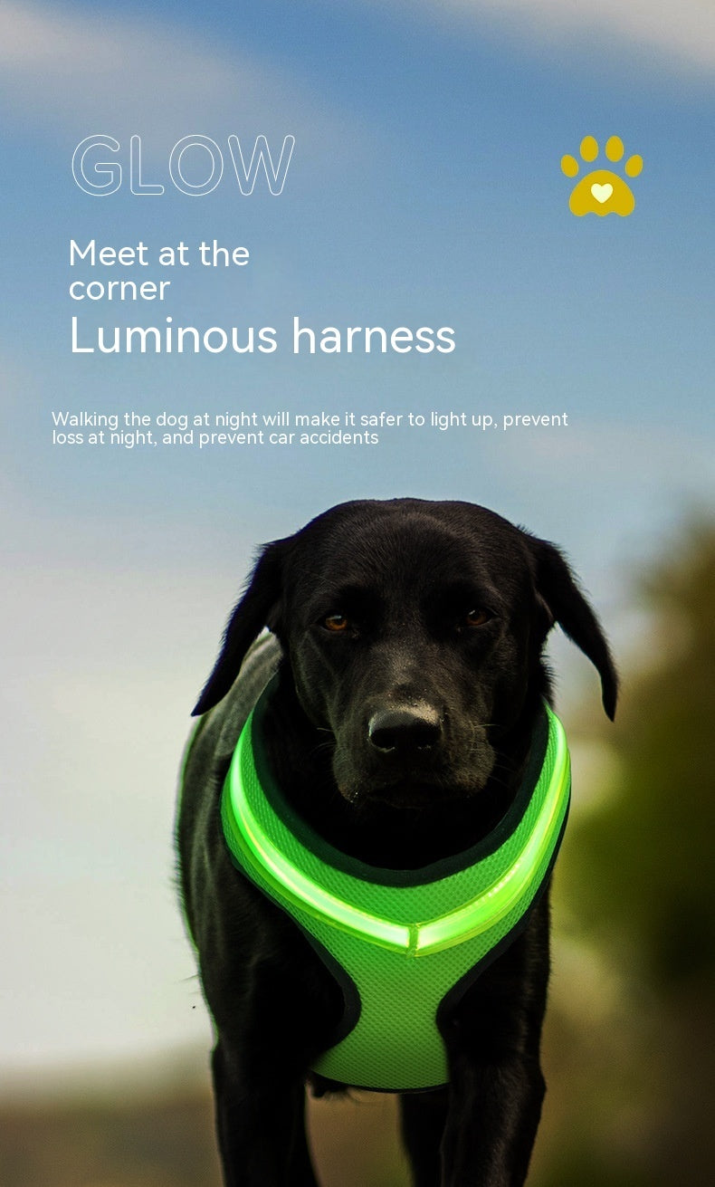 LED Luminous Dog Led USB Charging Dog Chest Strap Vest Pet Safety Reflective Harness Pet Vest For Puppy Large Dog Pet Products
