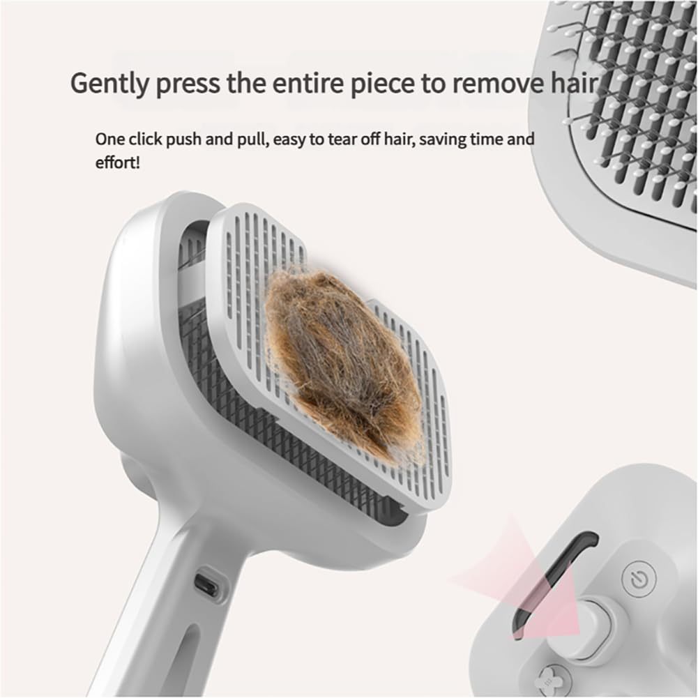 2025 New Chevaroo 3-in-1 Self-Cleaning Steam Pet Brush For Shedding, Silicone Bristle Head 360 Rotating