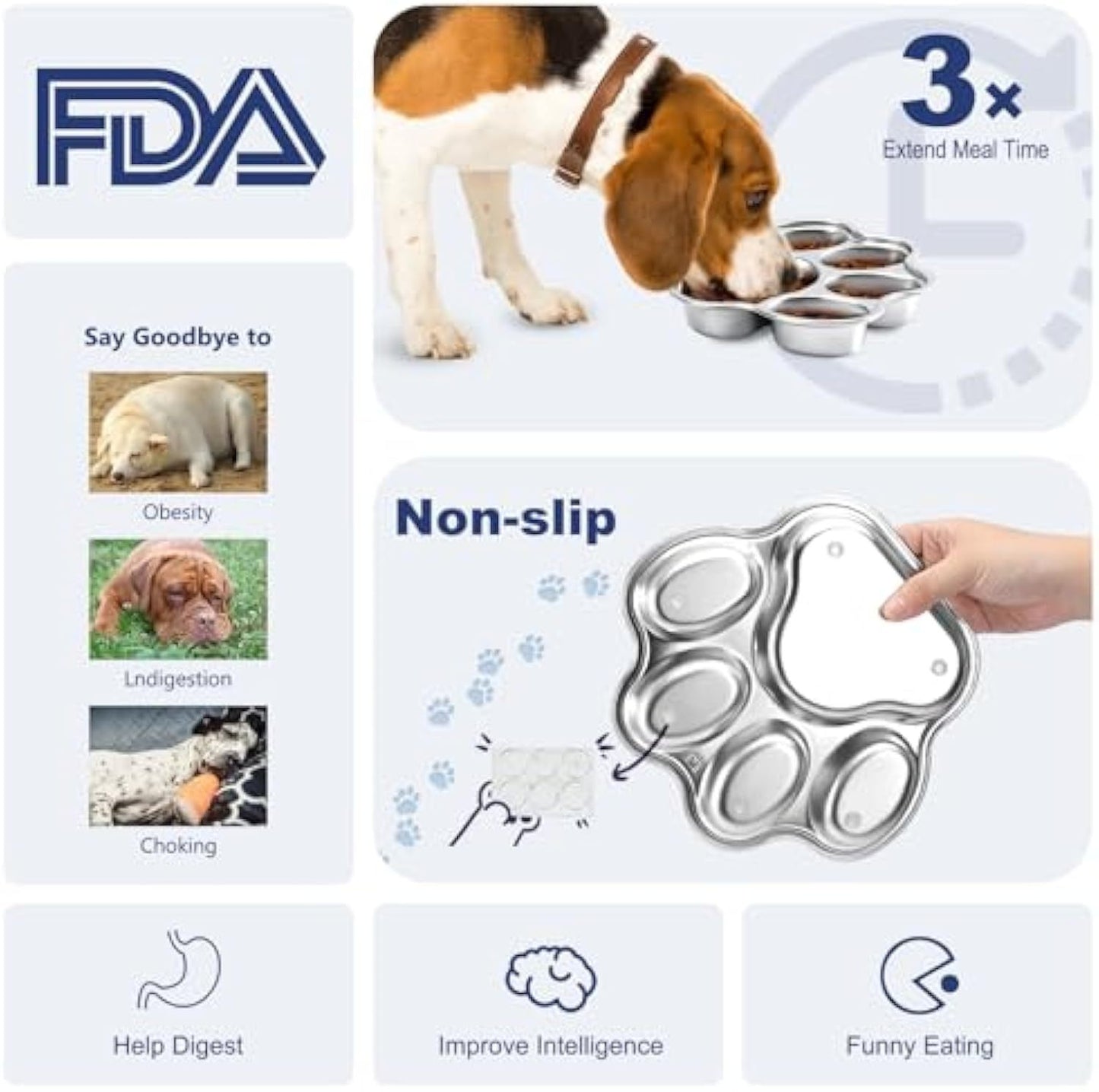 Dog Bowls Slow Feeder Stainless Steel Small Medium Breed Slow Feeding For Fast Eater Dog Dishes To Slow Down Eating Non Slip Dog Food Bowl