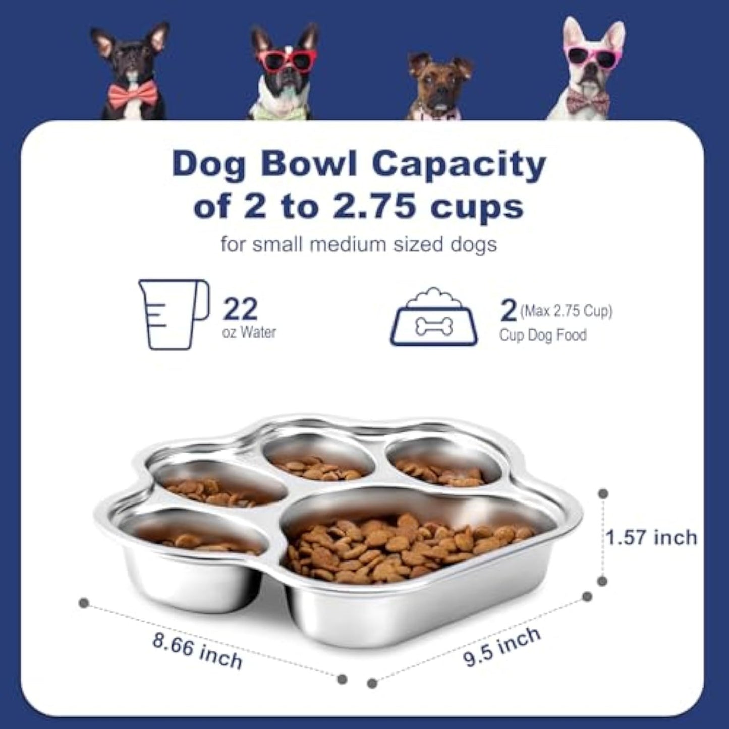 Dog Bowls Slow Feeder Stainless Steel Small Medium Breed Slow Feeding For Fast Eater Dog Dishes To Slow Down Eating Non Slip Dog Food Bowl